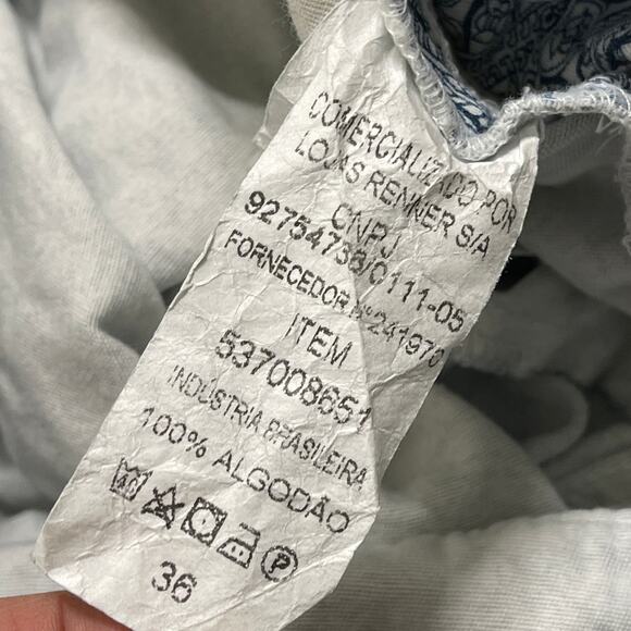 Marfinno Shorts 36 (26 Waist) Blue White Paisley Bohemian All Over Print Casual - Picture 4 of 8